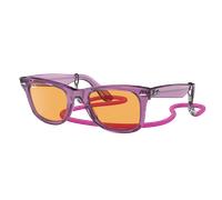 Ray-Ban Unisex Sunglass Original Wayfarer Colorblock - Color del Marco: Violeta Transparente, Color de la Lente: Naranja