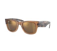Ray-Ban Mega Wayfarer Gafas De Sol Marrón Y Gris Y Havana Montura Oro Lentes 51-21