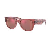 Ray-Ban Unisex Sunglass RB0840S Mega Wayfarer - Color del Marco: Rosa Transparente, Color de la Lente: Rojo