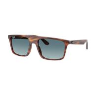 Ray-Ban Unisex Sunglass RB2222F - Color del Marco: Habana a Rayas, Color de la Lente: Azul Degradad Gris