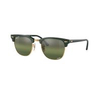 Ray-Ban Unisex Sunglass RB3016 Clubmaster Polarized+ Lenses - Color del Marco: Verde sobre dorado, Color de la Lente: Plateado/Verde
