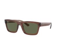 Ray-Ban Unisex Sunglass RB4396 Warren Bio-Based - Color del Marco: Marrón Transparente, Color de la Lente: Verde Oscuro