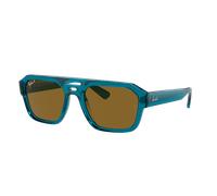 Ray-Ban Unisex Sunglass RB4397 Corrigan Bio-Based - Color del Marco: Azul Claro Transparente, Color de la Lente: Marrón Oscuro