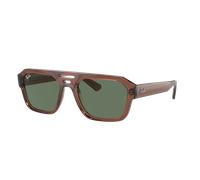 Ray-Ban Unisex Sunglass RB4397 Corrigan Bio-Based - Color del Marco: Marrón Transparente, Color de la Lente: Verde Oscuro