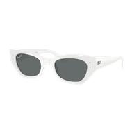 Ray-Ban Unisex Sunglass RB4430 Zena - Color del Marco: Blanco, Color de la Lente: Polarized Gris Oscuro