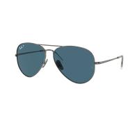 Ray-Ban Aviator Titanium Gafas De Sol Gunmetal Montura Azul Lentes Polarizados 62-14