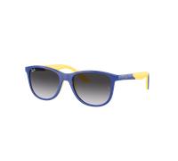 Ray-Ban Unisex Sunglass RB9077S Kids Bio-Based - Color del Marco: Azul sobre amarillo, Color de la Lente: Gris/Azul