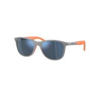 Ray-Ban Unisex Sunglass RB9077S Kids Bio-Based - Color del Marco: Gris sobre naranja, Color de la Lente: Azul Oscuro