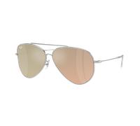 Ray-Ban Unisex Sunglass RBR0101S Aviator Reverse - Color del Marco: Plateado, Color de la Lente: Púrpura marrón oro pálido