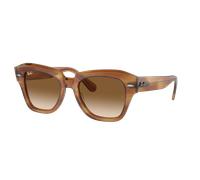 Ray-Ban Unisex Sunglass State Street - Color del Marco: Marrón a Rayas, Color de la Lente: Transparente y marrón