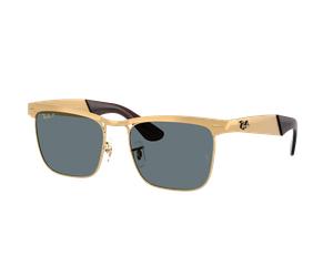 Ray-Ban Unisex Sunglass Wayfarer Deluxe - Color del Marco: Dorado Legend arenado, Color de la Lente: Polarizadas azul oscuro