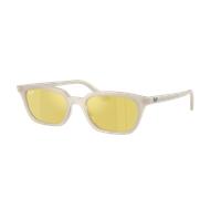 Ray-Ban Unisex Sunglass Zaya Bio-Based - Color del Marco: Blanco cálido nublado, Color de la Lente: Flash espejo amarillo y dorado