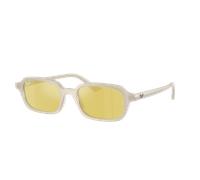 Ray-Ban Unisex Sunglass Zuri Bio-Based - Color del Marco: Blanco cálido nublado, Color de la Lente: Flash espejo amarillo y dorado