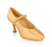 Ray Rose Serengeti 146A - Zapatos de baile para mujer (satén), diseño de llamarada de 2,5", talla M (normal), fabricado en Reino Unido, Flesh, 38.5 EU