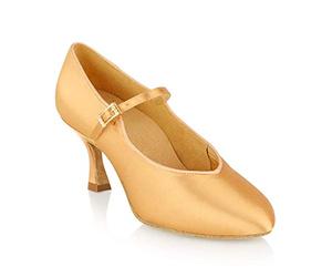 Ray Rose Serengeti 146A - Zapatos de baile para mujer (satén), diseño de llamarada de 2,5", talla M (normal), fabricado en Reino Unido, Flesh, 38.5 EU