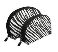 Raya Cebra Natural, Bolsa de Maquillaje de Concha, Monedero pequeño para Mujer, Bolsa de artículos de tocador, Bolsa de cosméticos, 2 Piezas