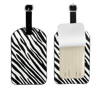 Raya de cebra natural,Etiquetas de equipaje de cuero sintético con nombre, etiquetas de viaje duraderas, 2 unidades