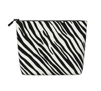 Raya de Cebra Natural,Neceser de Maquillaje de imitación Lino, Neceser de Viaje portátil