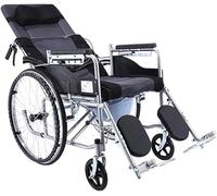 RAYACO Silla de Ruedas Ligera y Plegable, Reclinable en 6 Posiciones Ajustables, Confortable Respaldo Abatible, Brazo y Pata de Elevación, Doble Freno de Mano de Acero Alto Carbono