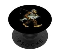 Rayado Bass Bigfoot Fisherman River Fishing Sasquatch PopSockets PopGrip Adhesivo
