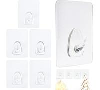Rayakt 4 ganchos adhesivos transparentes, sin agujeros, ganchos autoadhesivos transparentes para baño, cocina, puerta y decoración de ventanas, reutilizables, hasta 5 kg