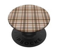 Rayas a Cuadros Marrones y Cuadros a Cuadros, Colores Masculinos PopSockets PopGrip Adhesivo