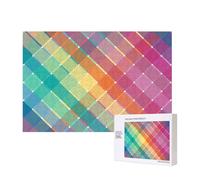 Rayas a Cuadros Multicolores de arcoíris Colorido,Rompecabezas de Madera de 300 Piezas, Juego Familiar, Rompecabezas para Adultos, Adolescentes, decoración del hogar