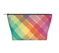 Rayas a Cuadros Multicolores del Arco Iris Colorido, Bolsa de artículos de tocador Bolsa de Maquillaje Bolsa de cosméticos Bolsa de artículos de tocador de Viaje portátil