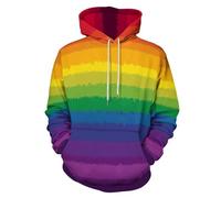 Rayas Arcoíris Degradadas Sudadera Con Capucha Impresa En 3D, Talla Grande Hombre Vintage Geométrico Acuarela Pullover Con Bolsillos, Amarillo Unisex Manga Larga Chaqueta De Chándal Casual Streetwear