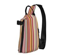 Rayas Coloridas Granero de Madera Campo Diagonalmente Sling Bag, Crossbody Sling Backpack Shoulder Chest Bag para Mujeres Hombres, Travel Hiking Daypack