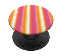Rayas costeras Rosadas y Naranjas Y2K Estética Verano Girly PopSockets PopGrip Adhesivo