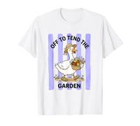 Rayas de Ganso tontas para jardinería Camiseta gráfica económica, Hombre, Blanco, S
