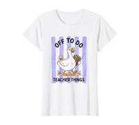 Rayas de Ganso tontas para Maestros Camiseta gráfica económica, Mujer, Blanco, S