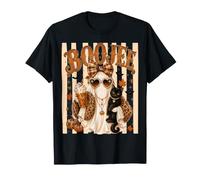 Rayas de Halloween de Boo JEE Ghost Girl y Black Kitty Cat Camiseta