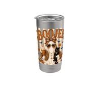 Rayas de Halloween de BOO Jee Ghost Girl y Black Kitty Cat Vaso térmico de acero inoxidable de doble pared