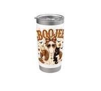 Rayas de Halloween de BOO Jee Ghost Girl y Black Kitty Cat Vaso térmico de acero inoxidable de doble pared