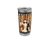 Rayas de Halloween de BOO Jee Ghost Girl y Black Kitty Cat Vaso térmico de acero inoxidable de doble pared
