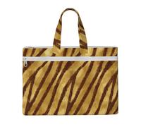 Rayas de piel de animal africana ocre,Bolsa de lona para documentos con cremallera, bolso de mano, maletín para la escuela y la oficina.