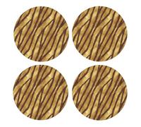 Rayas de Piel de Animal Africana Ocre,Posavasos Redondos de Corcho MDF, Almohadilla para Tazas, Juego de 4 Posavasos para Bebidas