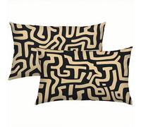 Rayas Fundas Cojines 40x60 Lino Juego de 2, Funda Cojin Geometry Súper Suaves y Cómodas, Funda de Almohada con Cremallera Oculta, Durable y Fácil Cuidado, para Sofá, Cama, Silla o Jardín S5-404