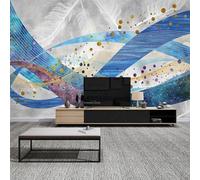 Rayas Geométricas Coloridas Plumas Blancas 3D Papel Pintado Pared Fácil Instalación Oficina Sala Estar Sofá Dormitorio TV Fondos Decoración-430cm×300cm