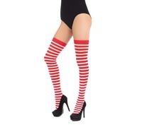 Rayas Medias Rojo y Blanco Navidad con Liga Santa Accesorio de Disfraz Niño