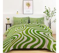 Rayas Onduladas Geométricas Edredón Sin Funda Reversible Estampado Diseño Gráfico Ligero y Cálido Microfibra Edredón Acolchado, Verde Suave Transpirable 4 Estaciones Esponjoso Edredones 220 x 240 cm