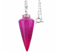 Rayas Onyx Gem Piedra Adivinación Curación Dowsing Reiki Chakra Péndulo con cadena para mujeres Regalo de los hombres-Rosa caliente