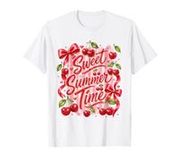 Rayas Sweet Summer Time Cherry Coquette Retro Pink Bow Camiseta