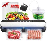 Raycial Envasadora al Vacío, 7 en 1 Envasadora al Vacio Domestica, Para Seco/Húmedo/Conservas, Maquina al Vacio con 10 Bolsas de Vacío, Cortador y Manguera de Extracción