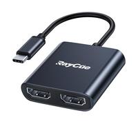 RayCue Adaptador USB-C a HDMI Dual 4K a 60Hz, convertidor Tipo C (Thunderbolt 3) a HDMI para configuración de Monitor Dual, MacBook/portátil/HP/DELL/Surface/Lenovo/Thinkpad/Chromebook