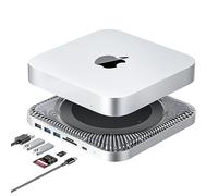 RayCue Mac Mini Hub C-Type con carcasa SSD, soporte M1/M2 2.5" SATA, puertos USB-C, USB 3.0/2.0, lectores micro/SD