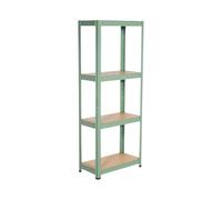 RAYDAN Estantería Verde Metálica Modular con 4 Baldas Ajustables | 7H Seven House | Estantería Uso Doméstico | Estantería Multiusos | Dimensiones 148x60x30cm | Aguanta hasta 240Kg