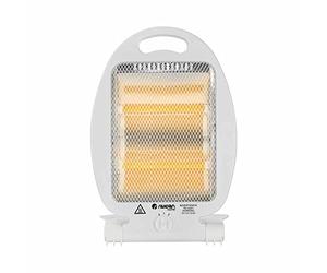 RAYDAN - Estufa Eléctrica de Cuarzo Bajo Consumo, Sensor Protección Antivuelco, 2 Niveles de Potencia, 800W, Diseño Portátil, Blanco